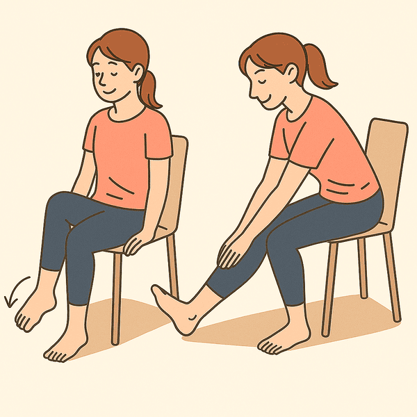 足首をぐるぐる回す＆ふくらはぎストレッチ