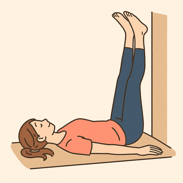 足を高く上げて5分寝転ぶ