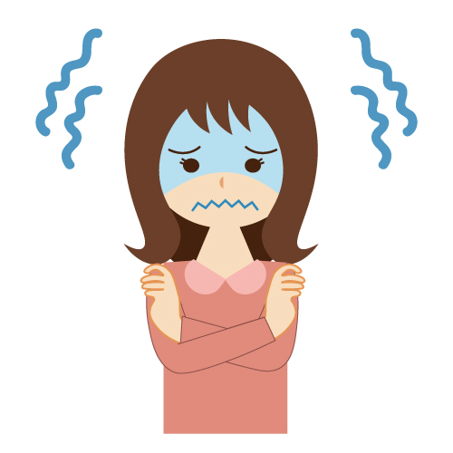 冷え性に悩んでいる女性のイラスト