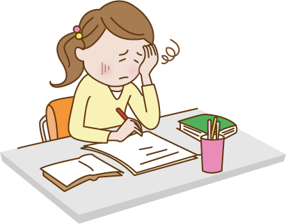 仕事で疲れている女性のイラスト