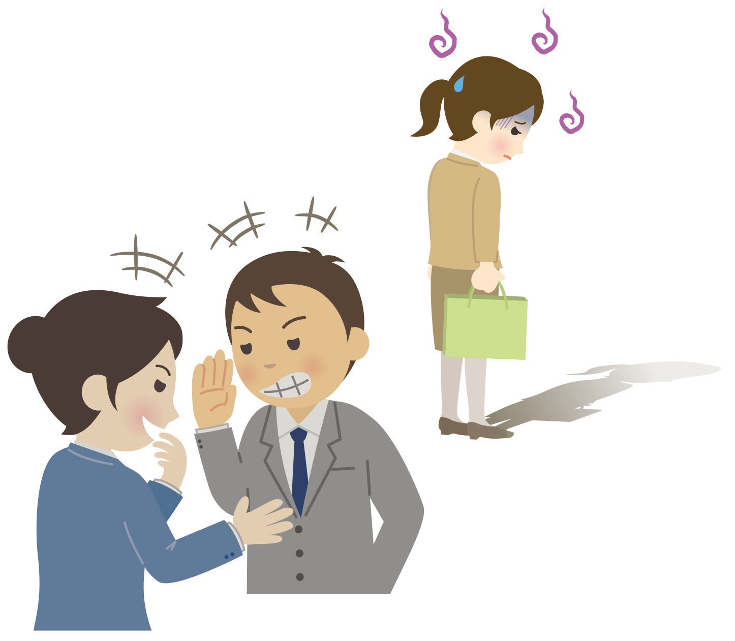 陰口を言われて嫌な気分になっている女性の画像