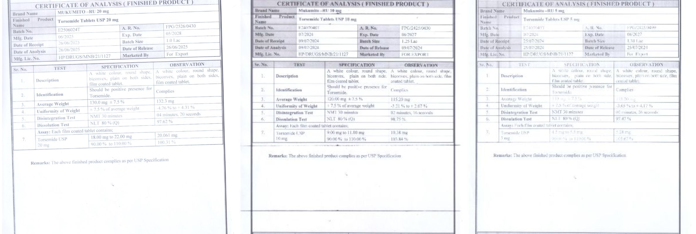 ムクミトールの成分鑑定結果