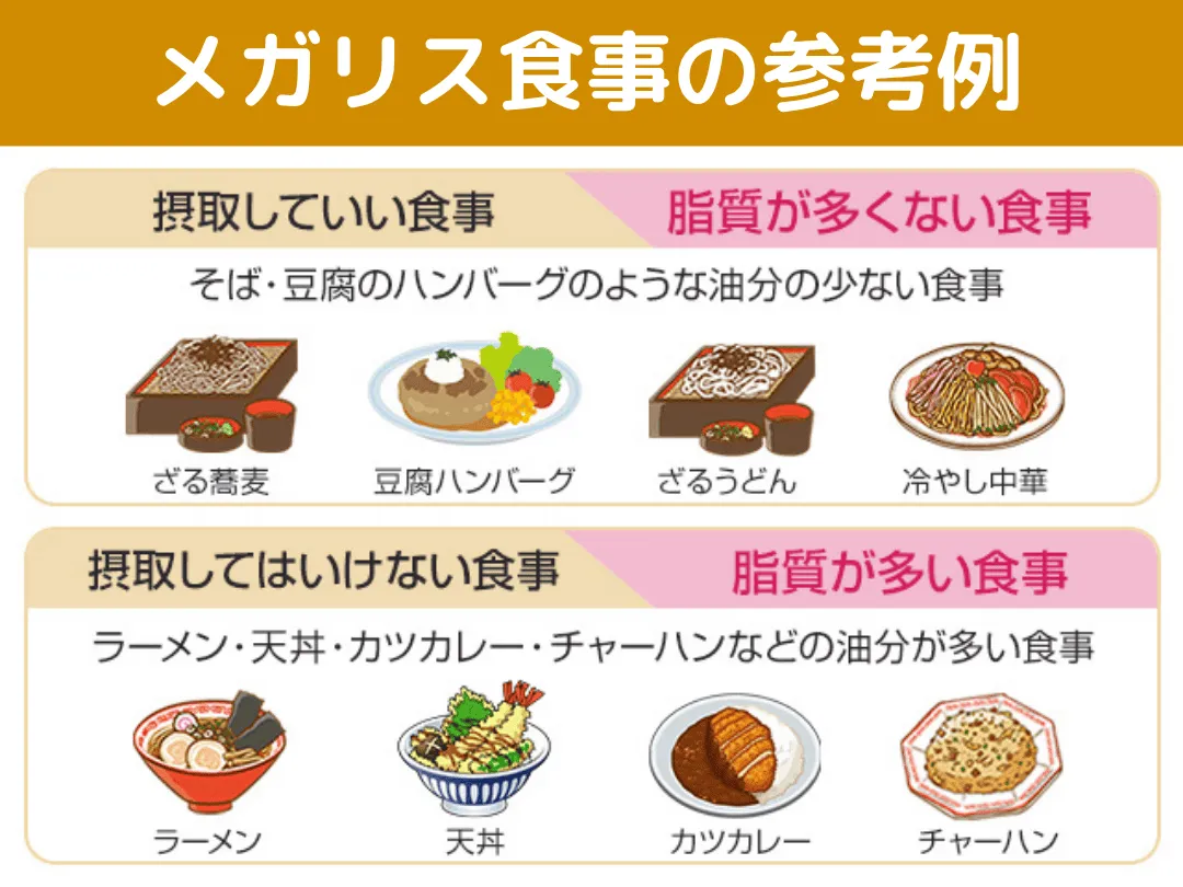 メガリス服用前の食事の参考用画像