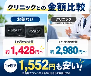 ミノフィナサムネイル_クリニックと金額を比較している画像