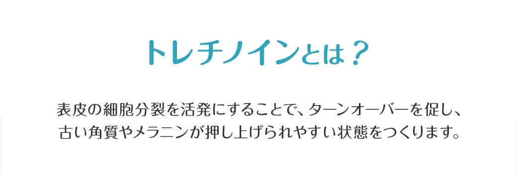 トレチノインとは？表皮の細胞分裂を活発にすることで、ターンオーバーを促し、古い角質やメラニンが押し上げられやすい状態をつくります。