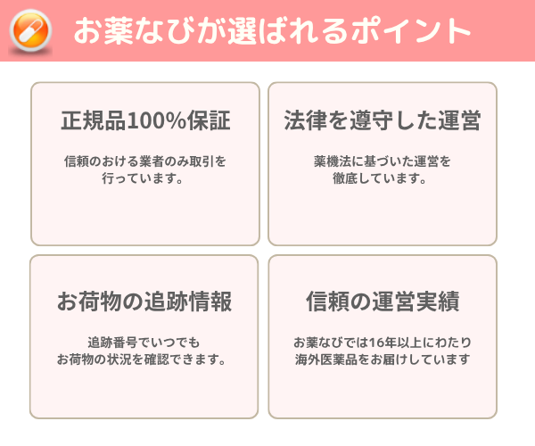 お薬なびでは安心してセラゼッタを通販購入していただけるように、安心・安全の取り組みを実施しています。